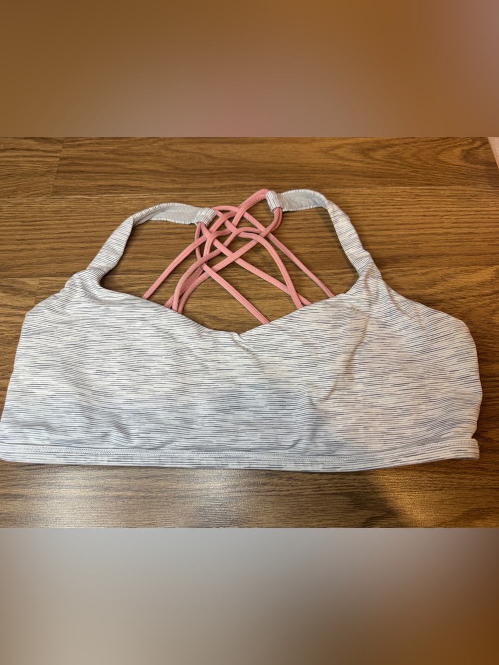 Lululemon Gray Strappy Longline Sports Bra Size 2/4 Medium Support Athletic